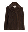 Brown Faux Fur Pea Coat