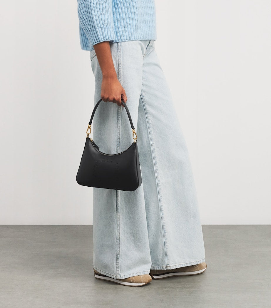 Stella McCartney Black Faux Leather Logo Shoulder Bag