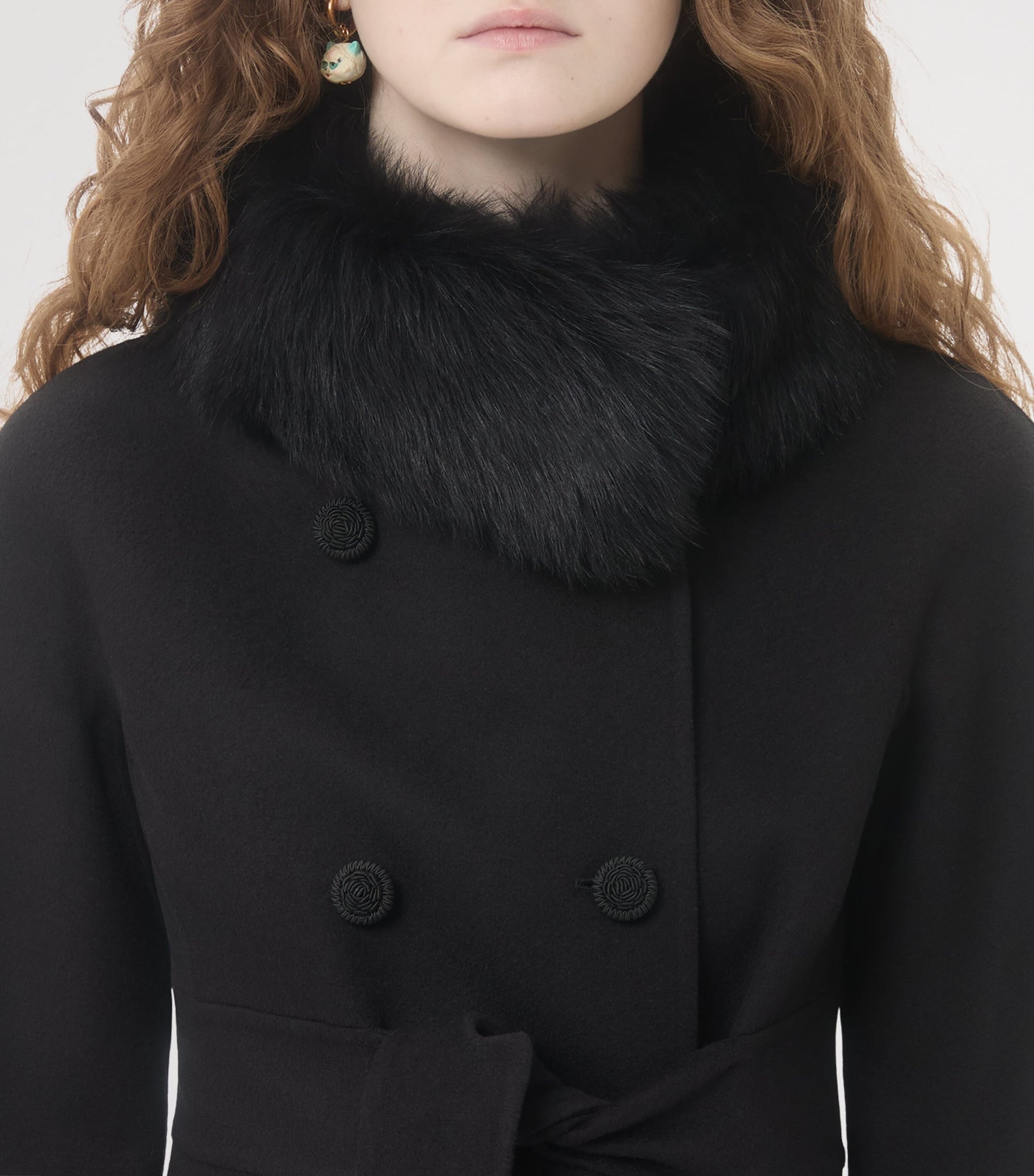 Valentino Black Virgin Wool-Cashmere Belted Coat