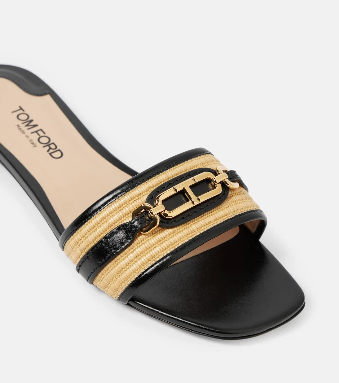 Tom Ford - Whitney leather and raffia slides