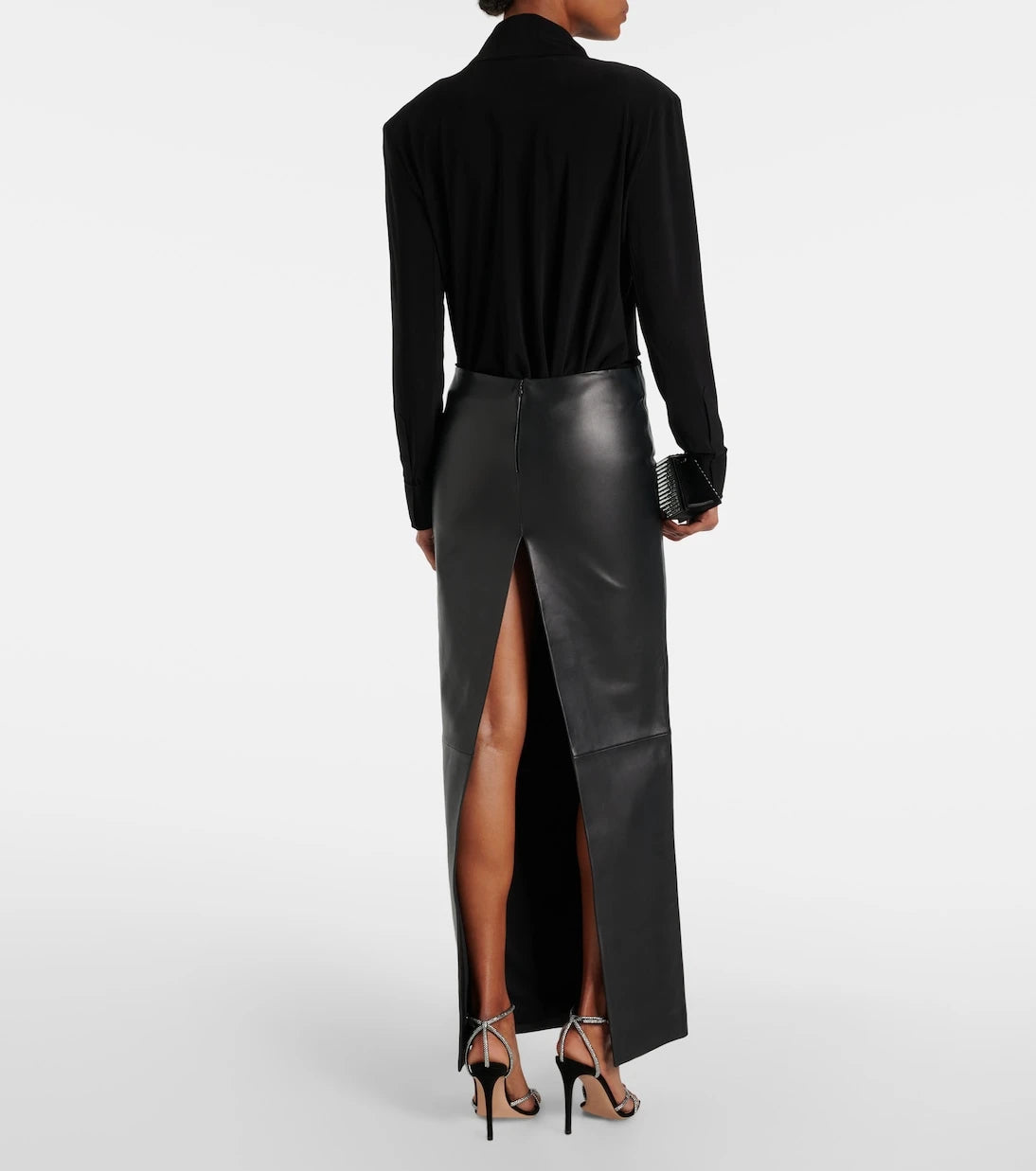 Mônot - Low-rise leather maxi skirt