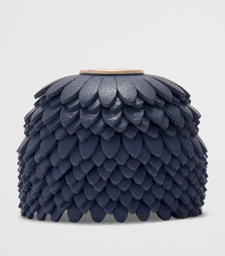 Navy Leather Flower Personalisation Bag Charm