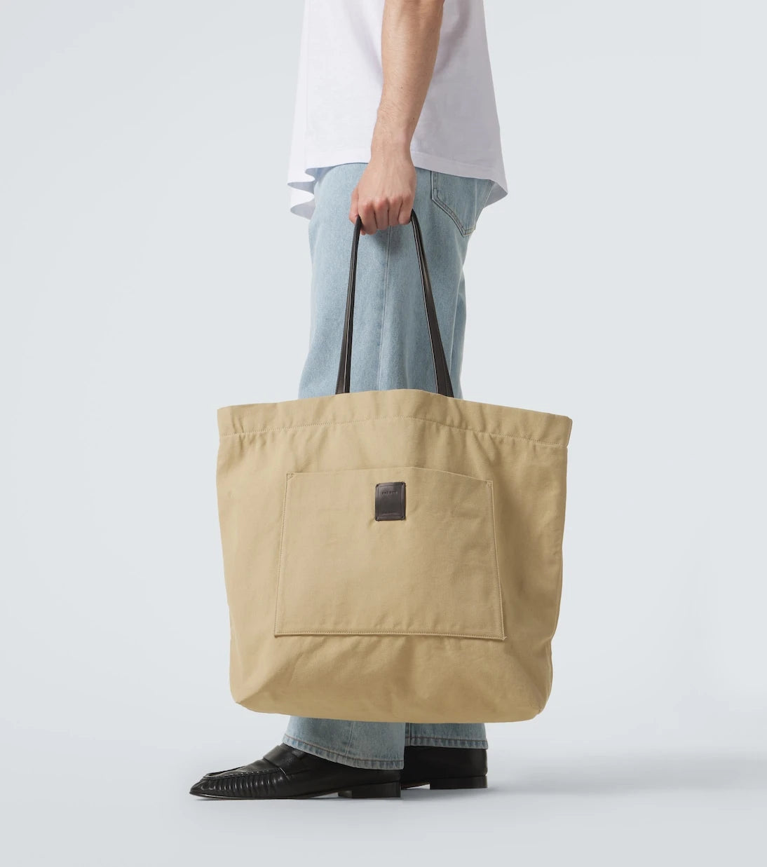 The Row - Tori leather-trimmed canvas tote bag