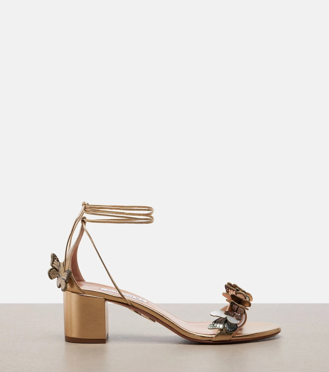 Aquazzura - Papillon appliqué metallic leather sandals