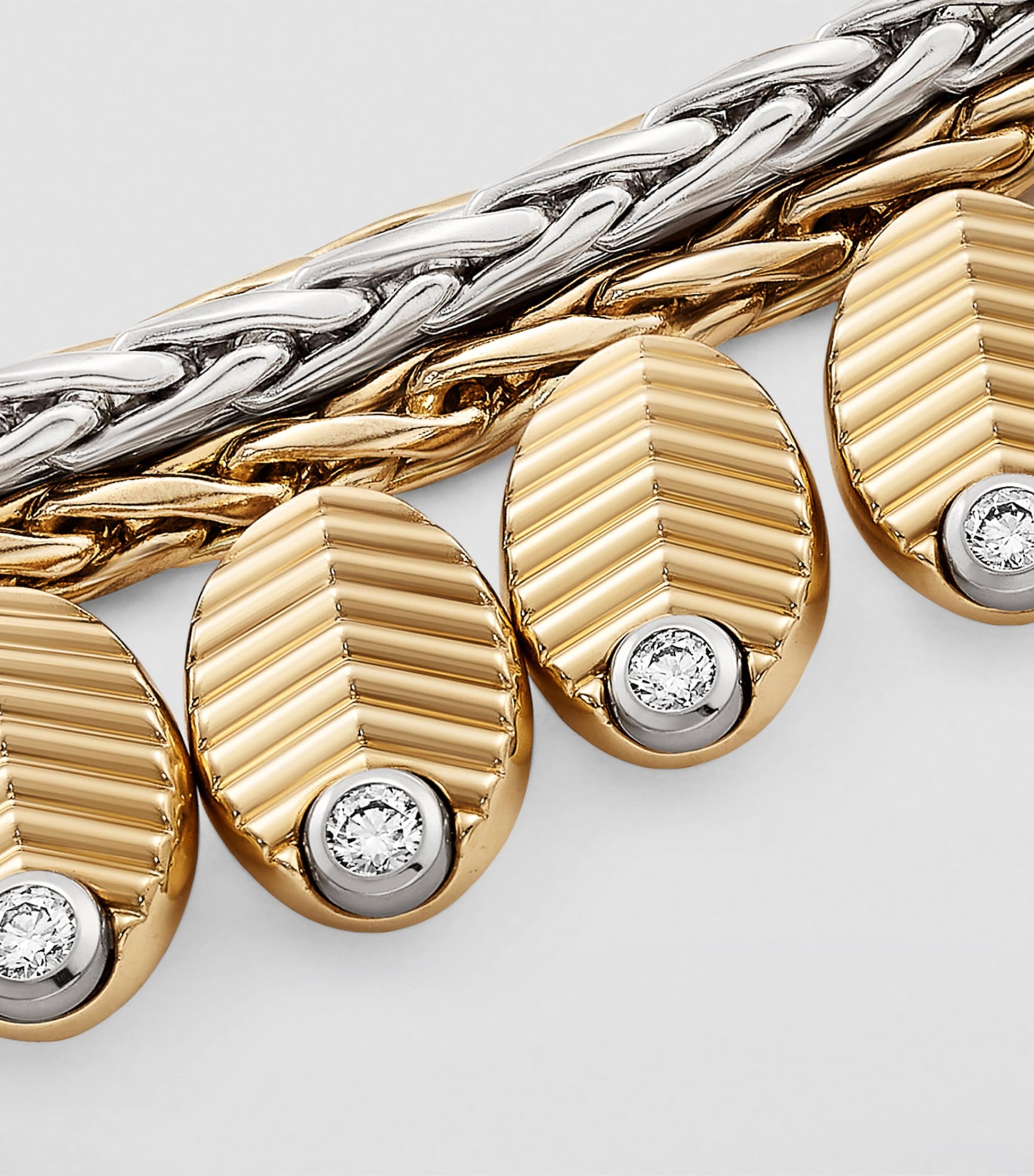 Yellow Gold, White Gold and Diamond Grain de Café Necklace