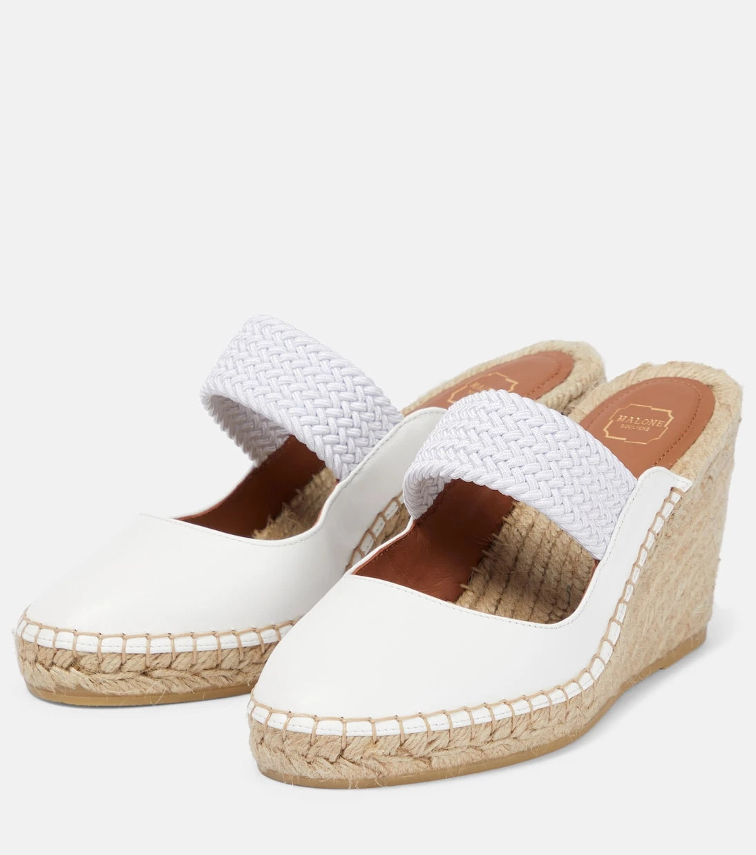 Malone Souliers - Siena 70 leather espadrille wedges
