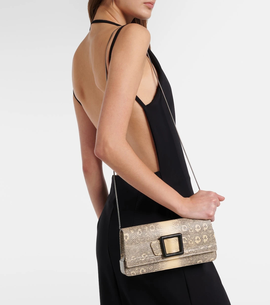 Manolo Blahnik - Maygot snake-effect leather clutch