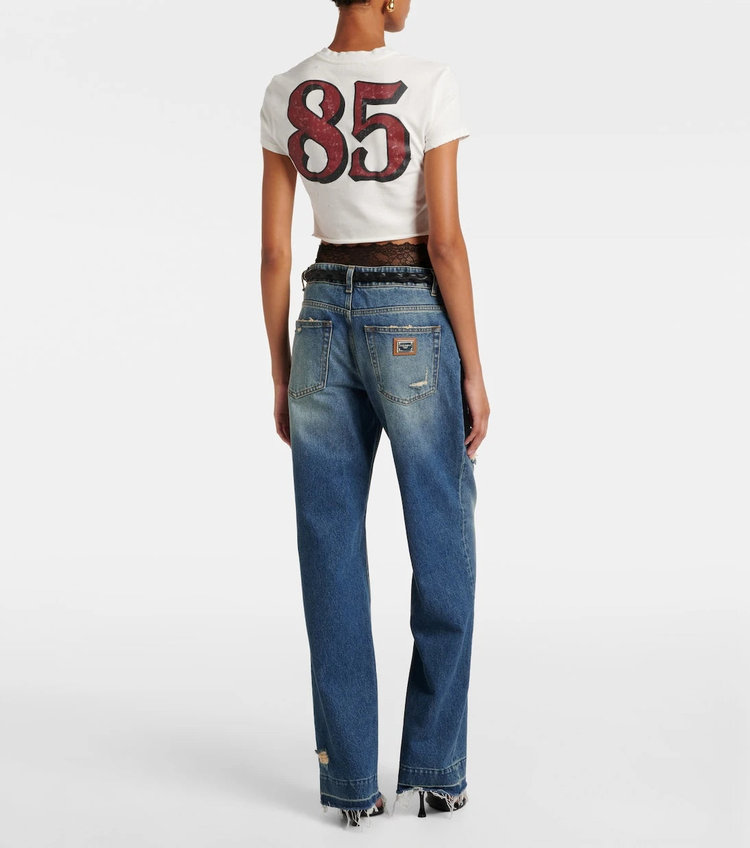 Dolce&Gabbana - Printed cropped cotton jersey T-shirt