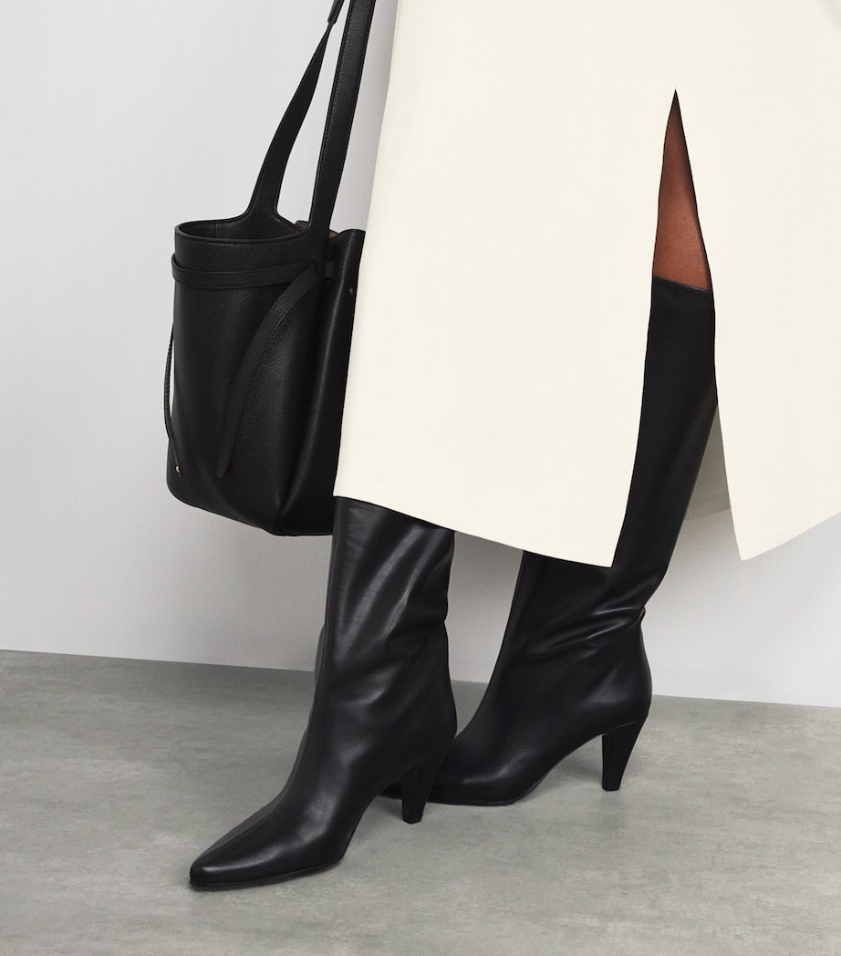 Ivory Knitted Square-Neck Dress