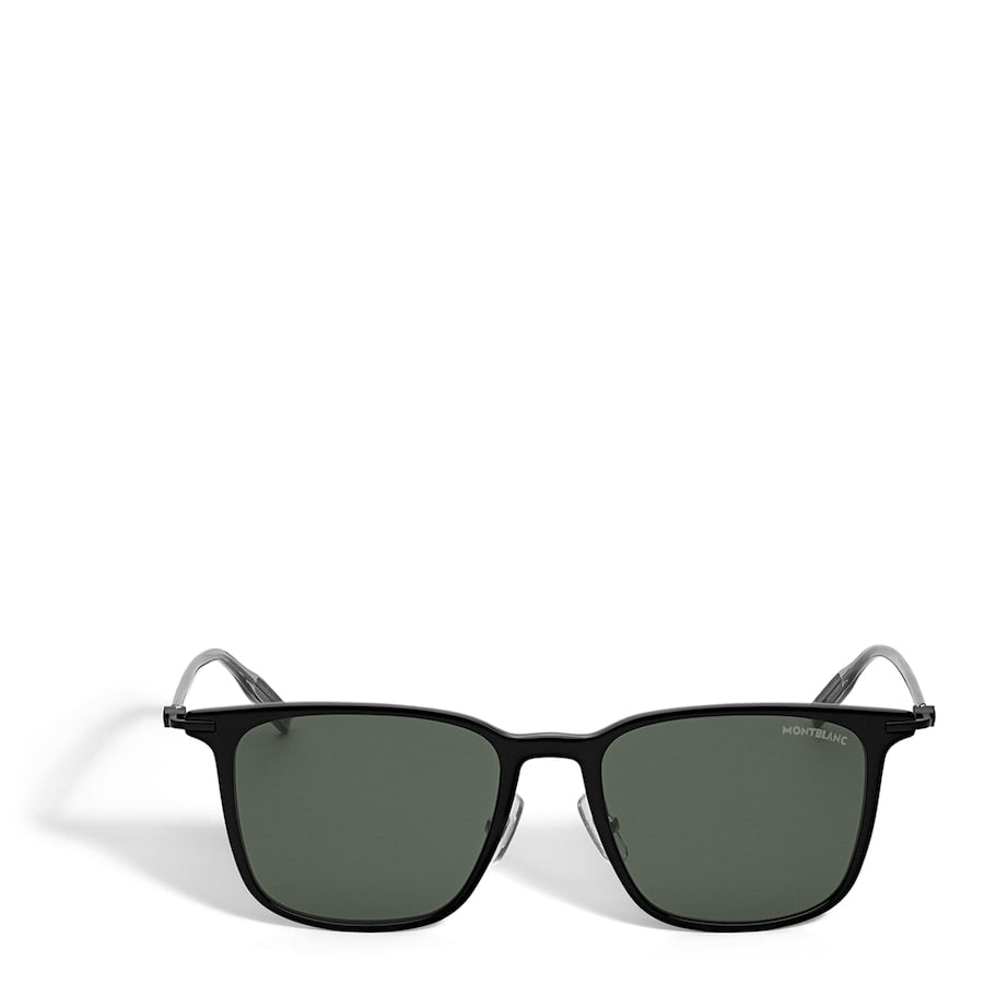 Montblanc Black Injected Rectangular Sunglasses