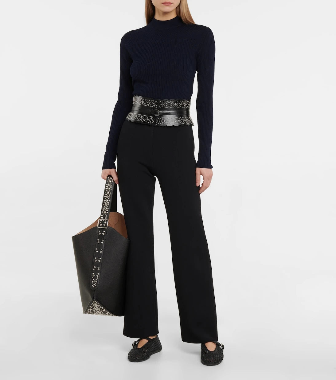 Alaïa - Ribbed-knit wool-blend top