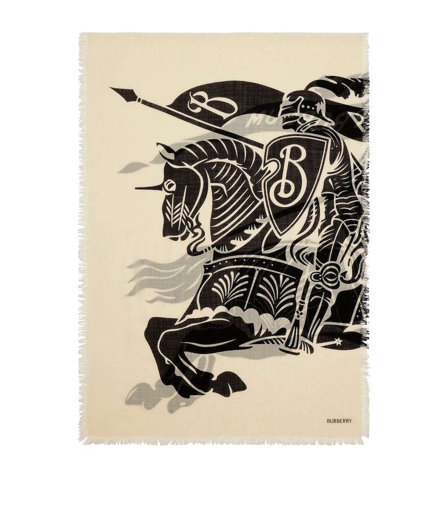 Beige Wool Wide EKD Scarf