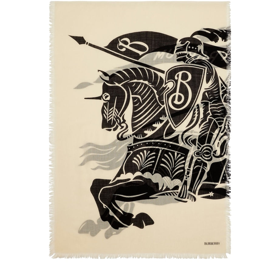 Beige Wool Wide EKD Scarf