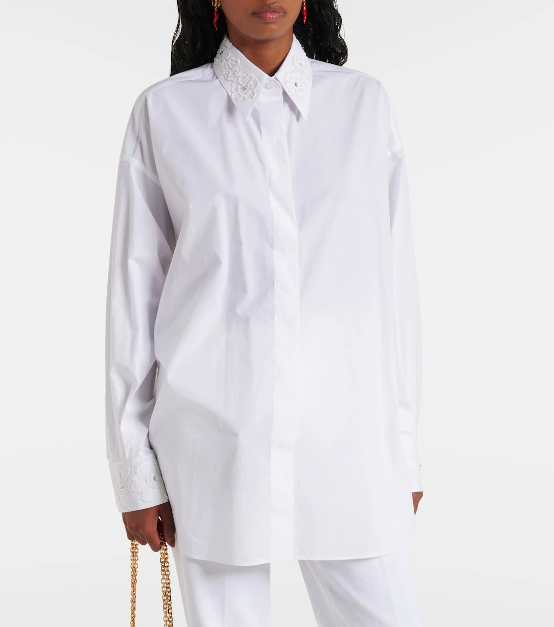 Dolce&Gabbana - Embroidered cotton poplin shirt