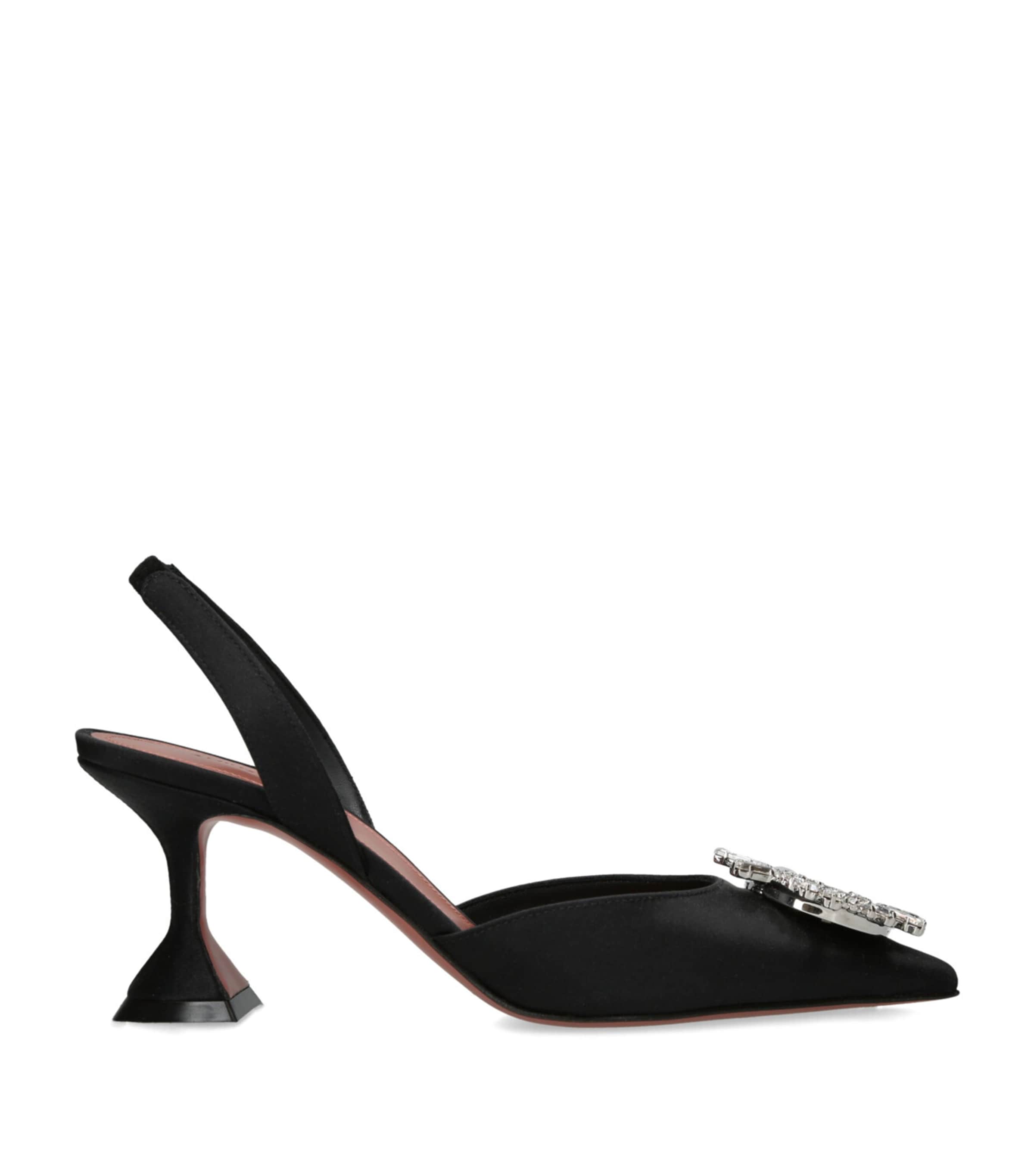 Black Satin Begum Slingback Pumps 70