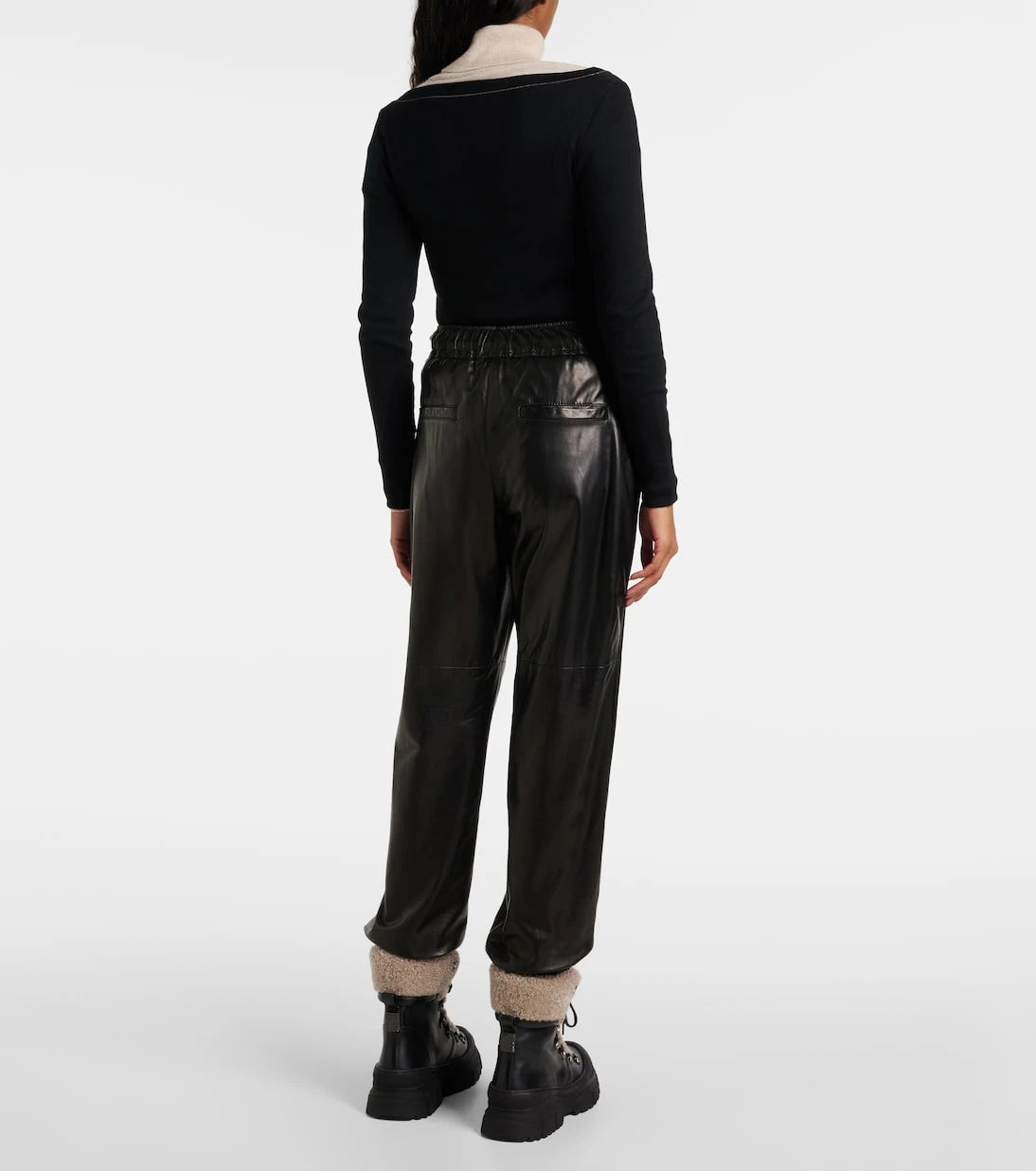 Brunello Cucinelli - Leather straight pants