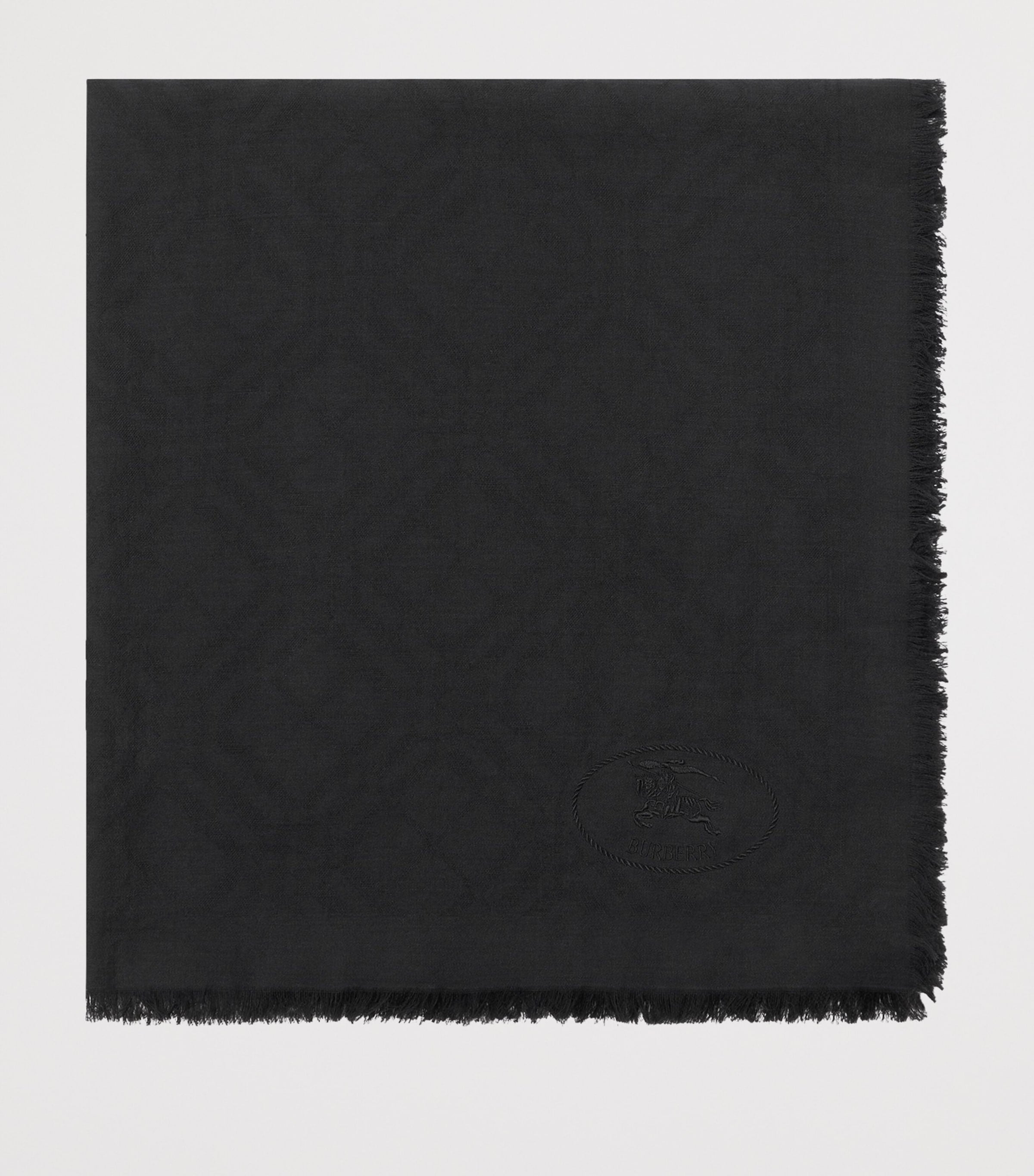 Black Wool-Silk Wide Check Scarf