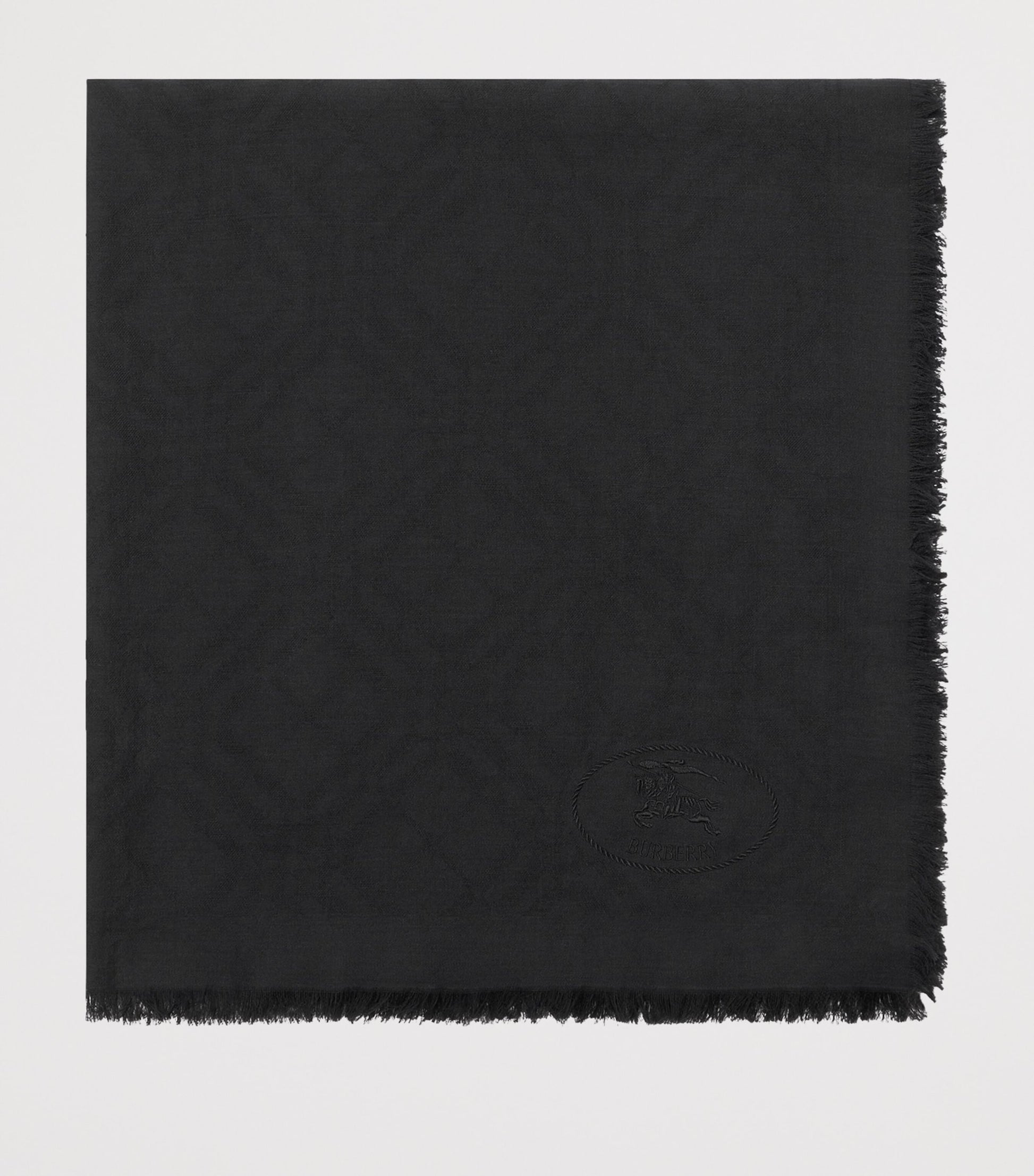 Black Wool-Silk Wide Check Scarf