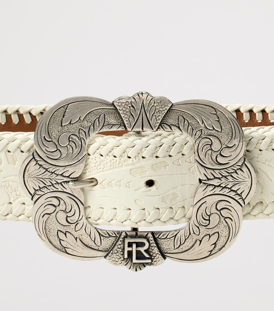 Ralph Lauren Collection White Leather Embellished Belt
