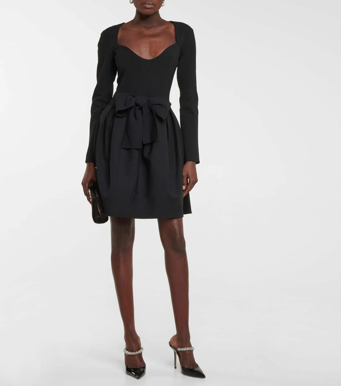 Oscar de la Renta - Bow-trimmed crêpe minidress