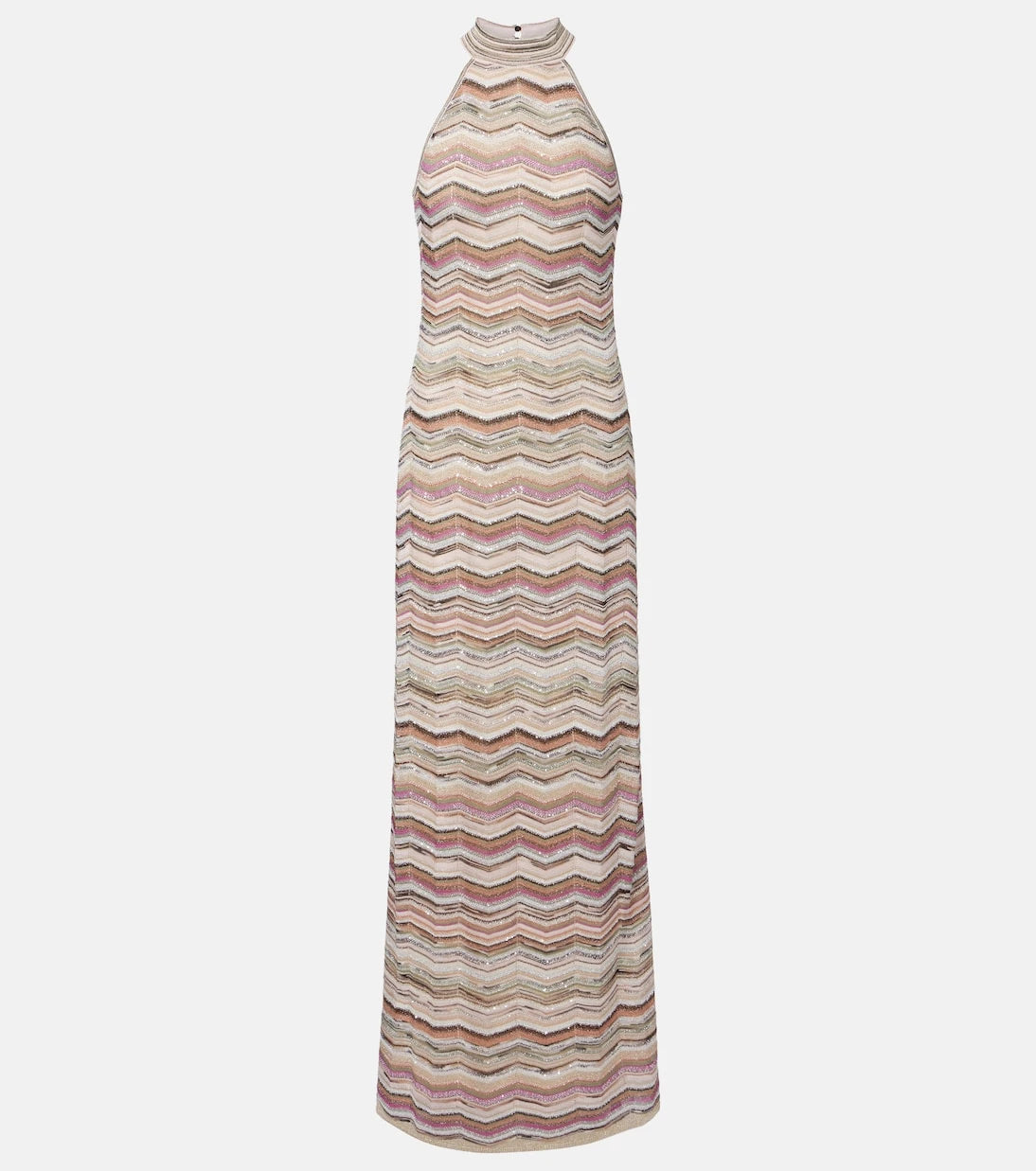 Missoni - Zigzag halterneck sequined lamé maxi dress