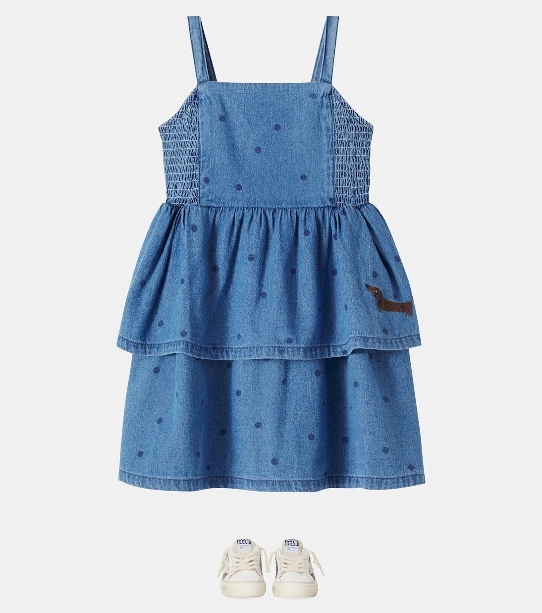Mini Rodini - Polka-dot embroidered denim dress