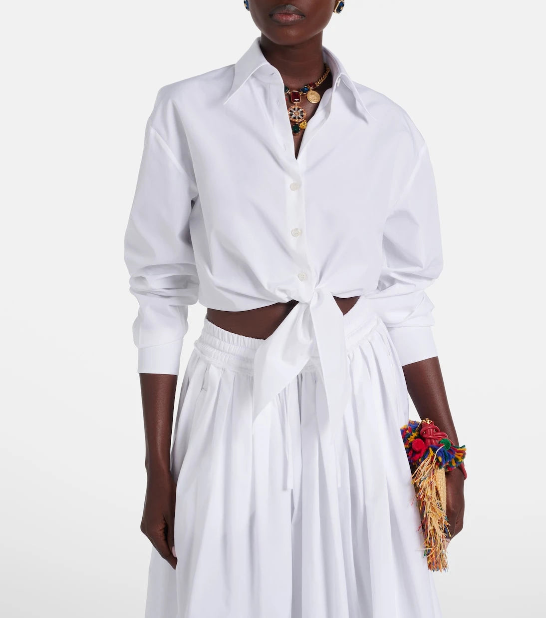 Dolce&Gabbana - Cropped cotton poplin shirt