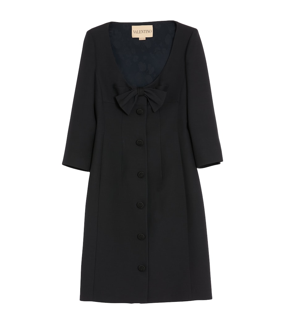 Valentino Black Virgin Wool-Silk Midi Dress