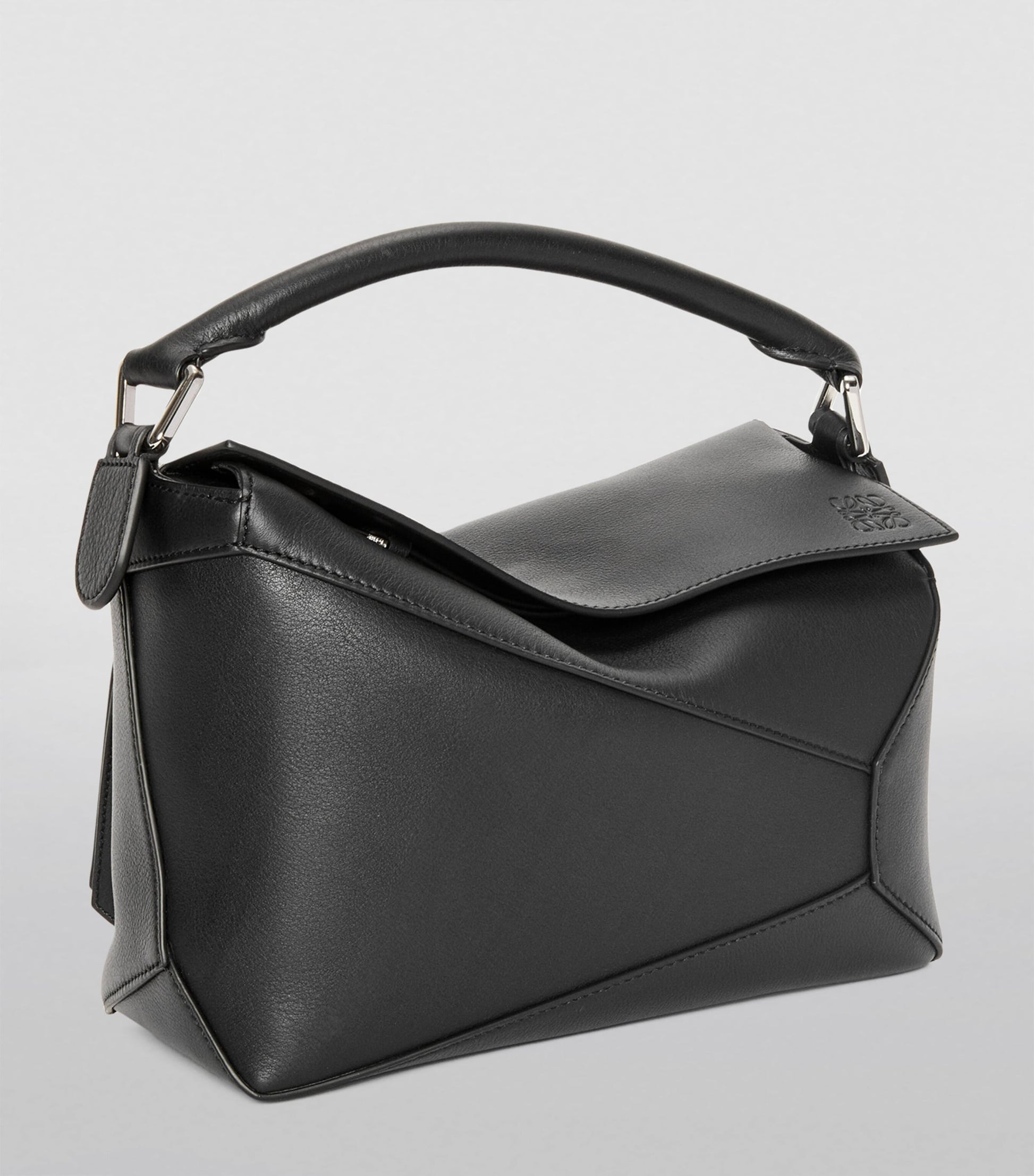 LOEWE Black Small Leather Puzzle Edge Top-Handle Bag