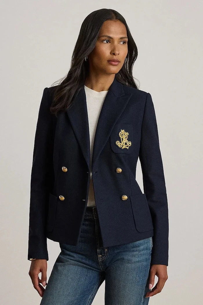 Lauren Ralph Lauren pamuklu ve elastan karışımlı kruvaze ceket