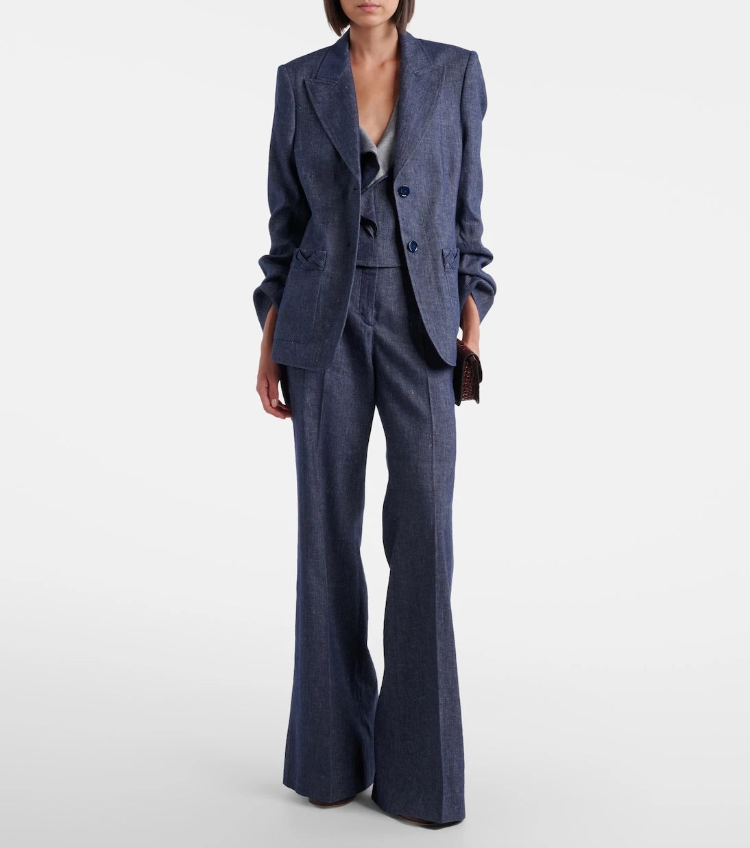 Dorothee Schumacher - Fluid Denim ruffled crop top
