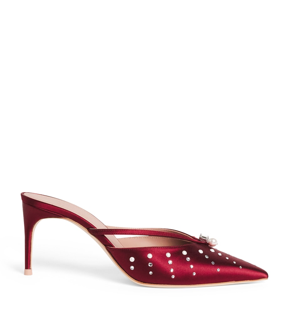 Malone Souliers Red Satin Embellished Marisa Heeled Mules 70