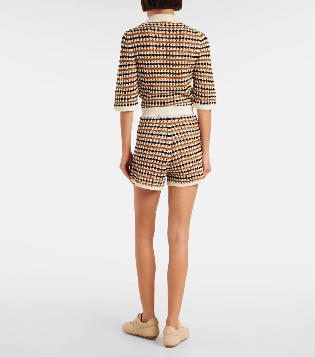 Eres - Disco open-knit cotton-blend shorts
