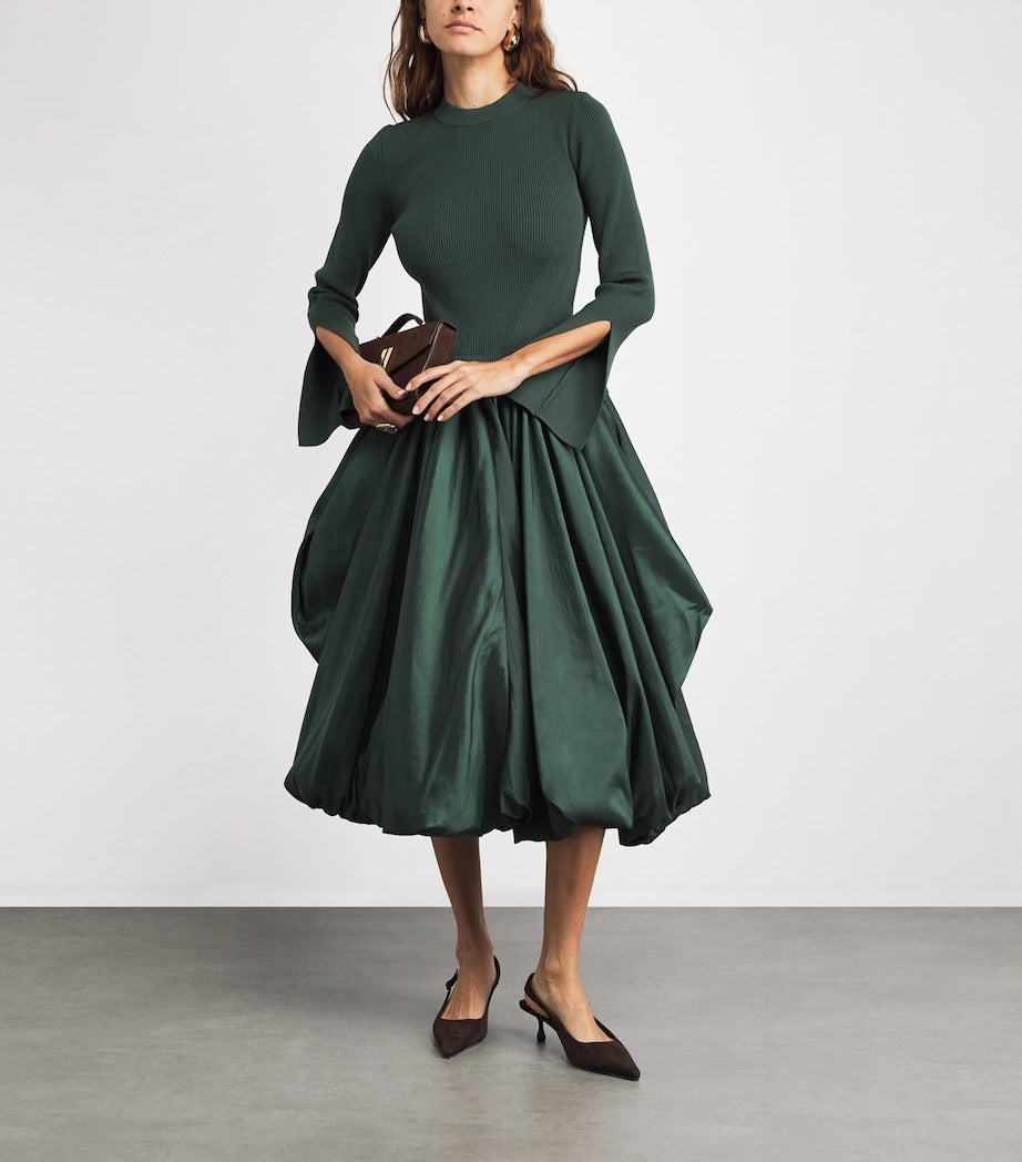 Green Knitted Kenlie Midi Dress