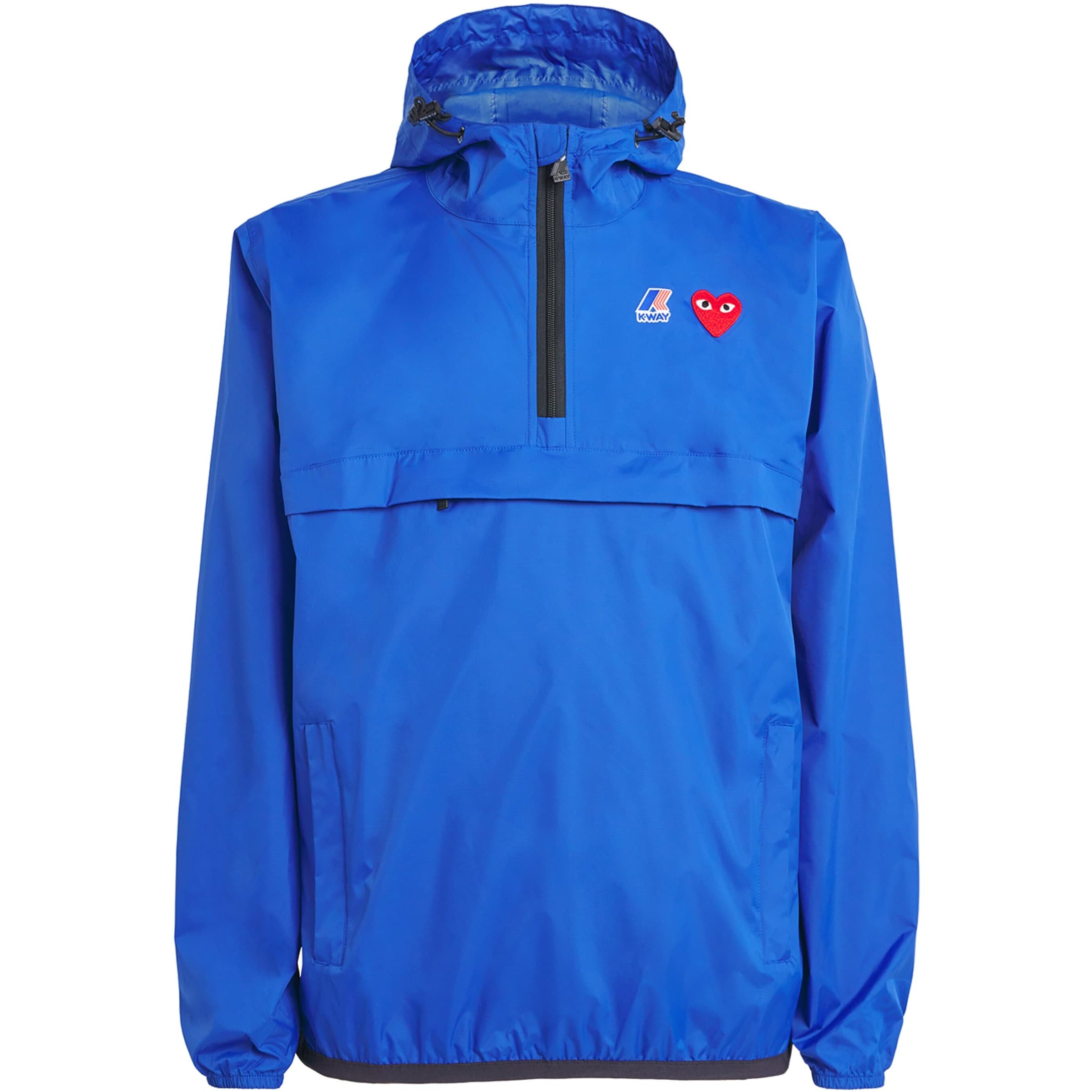 Comme Des Garçons Play Blue x K-Way Nylon Water-Resistant Half-Zip Jacket