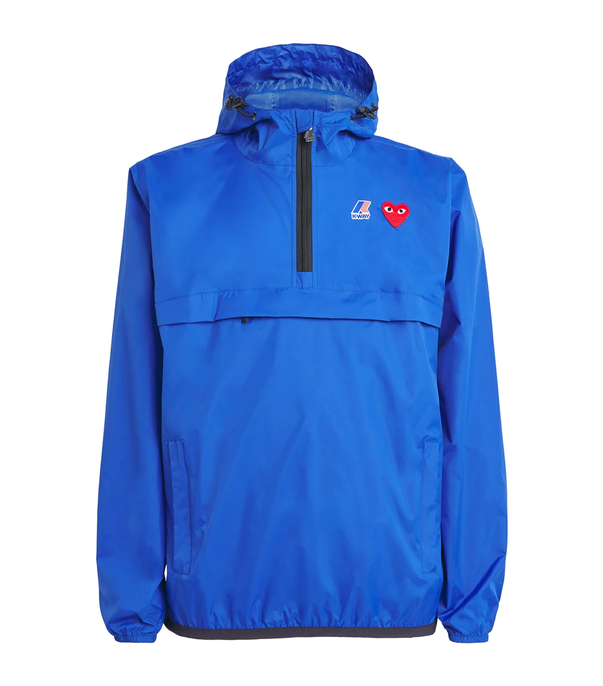 Comme Des Garçons Play Blue x K-Way Nylon Water-Resistant Half-Zip Jacket