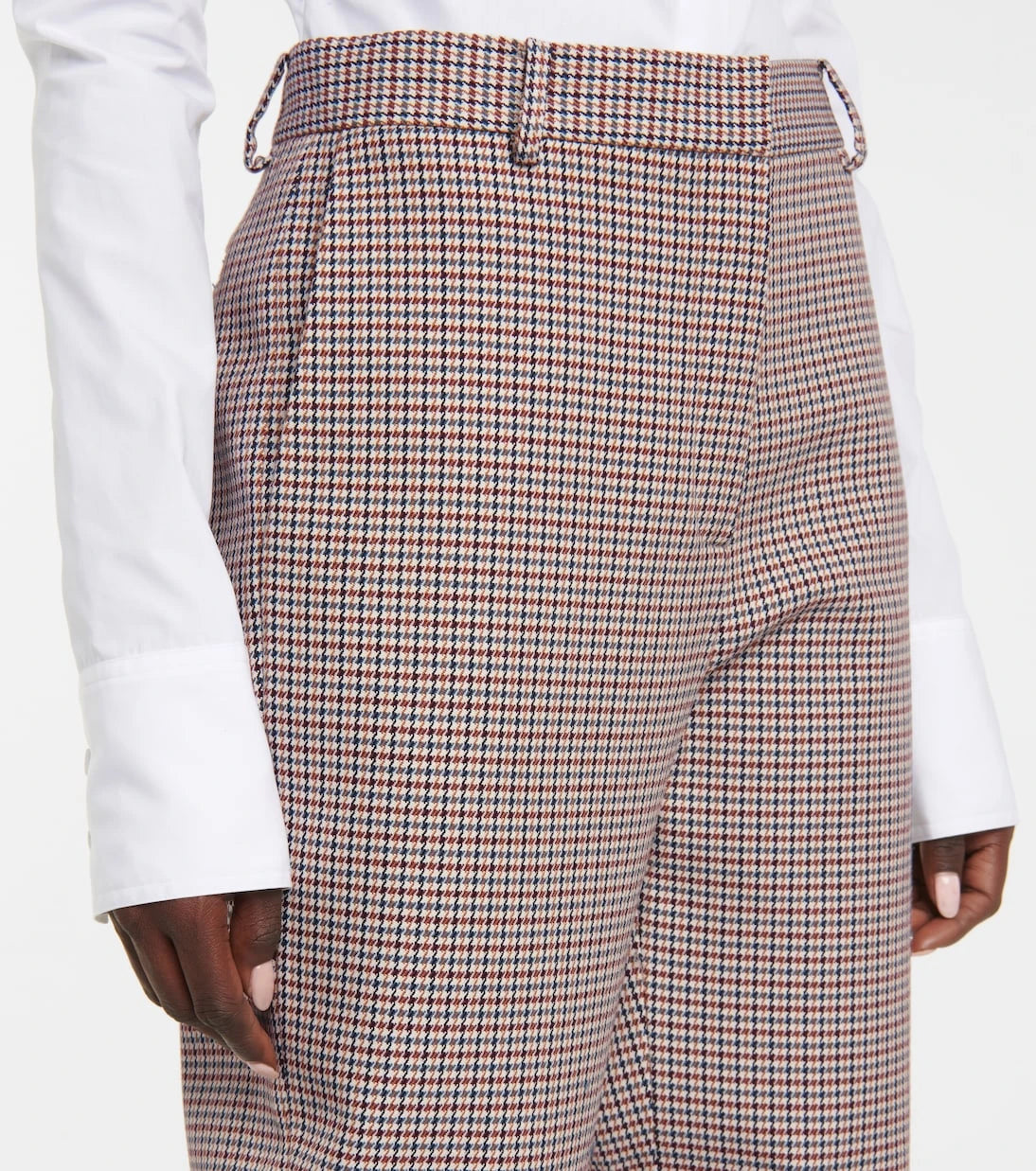 Magda Butrym - بنطال بقصة مستقيمة من الصوف والقطن بنقشة مربعات Houndstooth