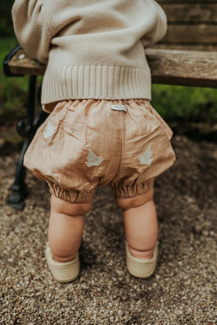 Donsje - Baby Merin embroidered hemp-blend bloomers