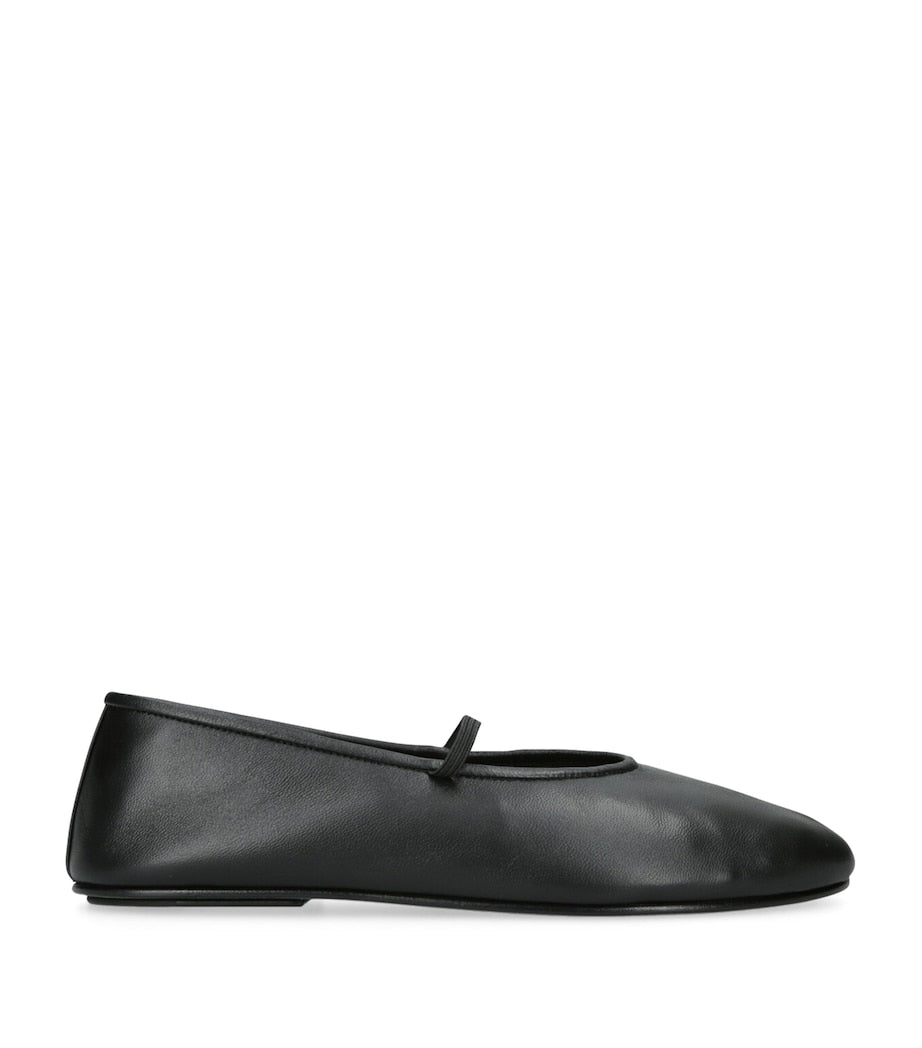 The Row Black Elastic Ballet Flats