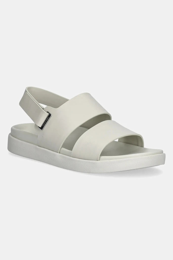 Кожени сандали Calvin Klein FLAT ADJ SANDAL EYELET