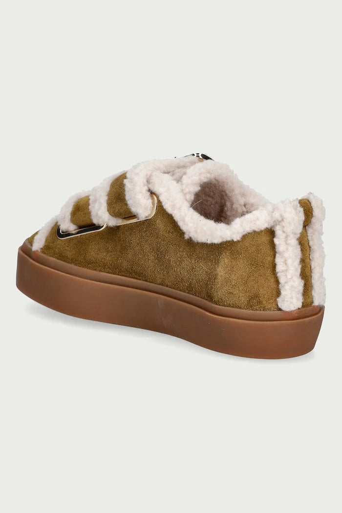 Inuikii Shearling Low Velcro Buckle süet kadın sneaker