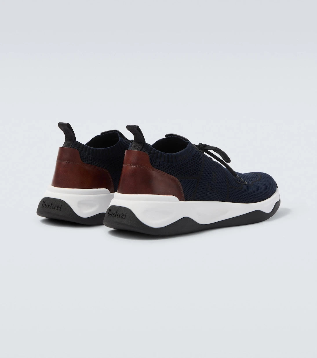 Berluti - Shadow leather-trimmed knitted sneakers