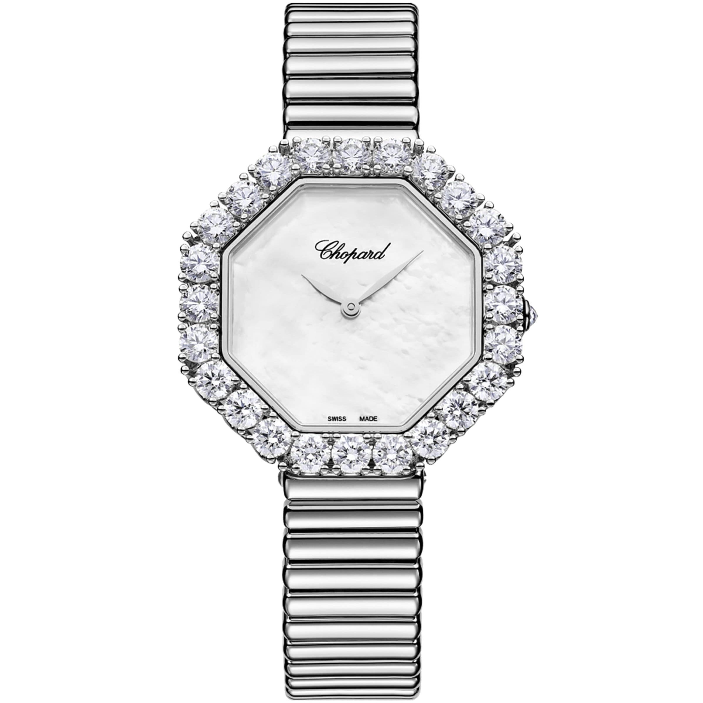 White Gold and Diamond Octagonal L'Heure du Diamant Watch 32mm