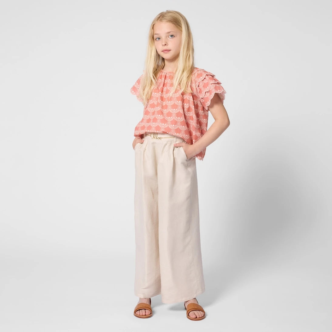 Chloé Kids - بنطلون كتان وقطن