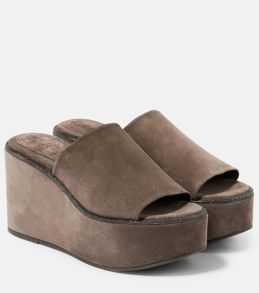 Brunello Cucinelli - Monili suede wedge mules
