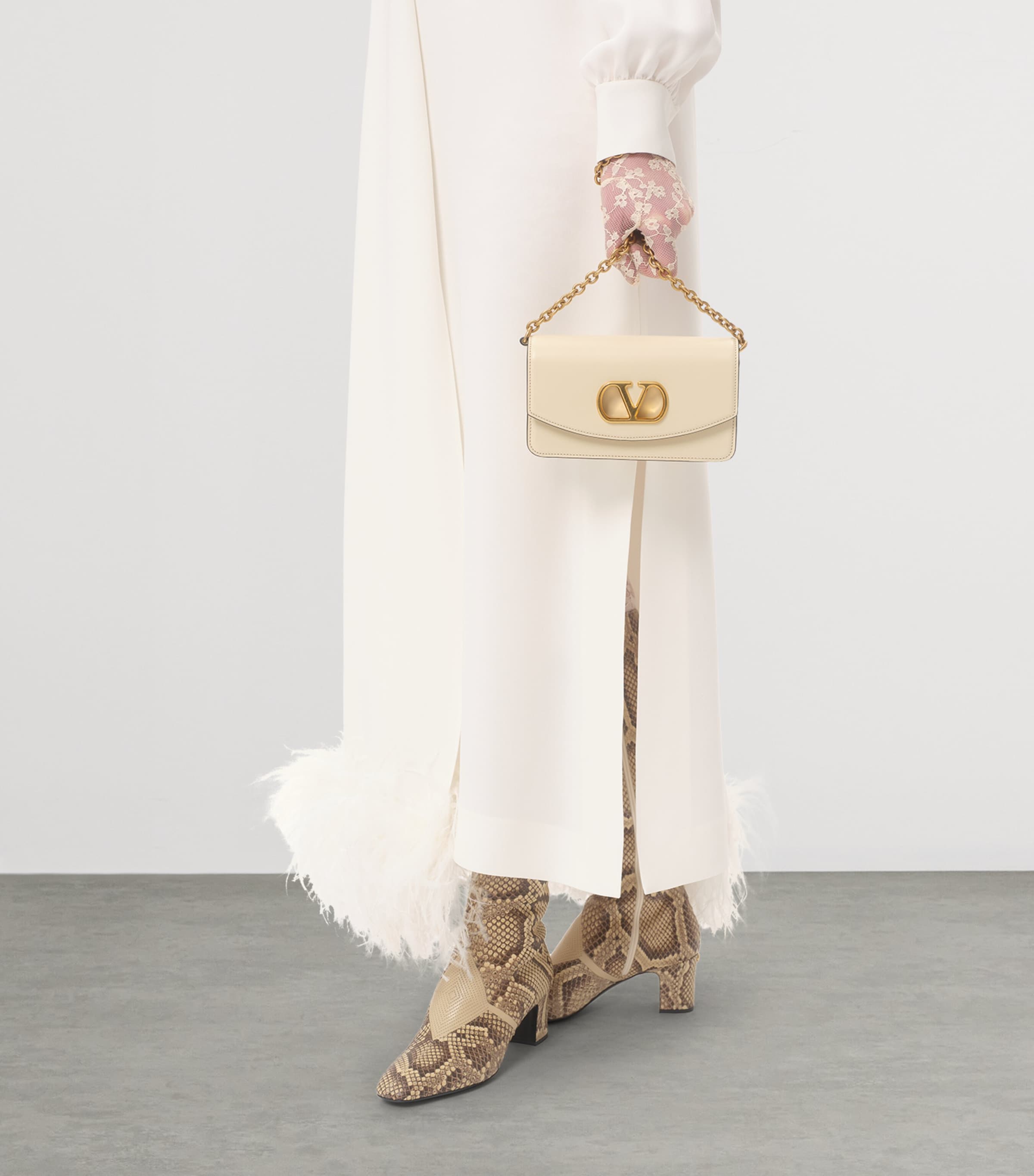 Valentino Ivory Silk Tie-Detail Maxi Dress