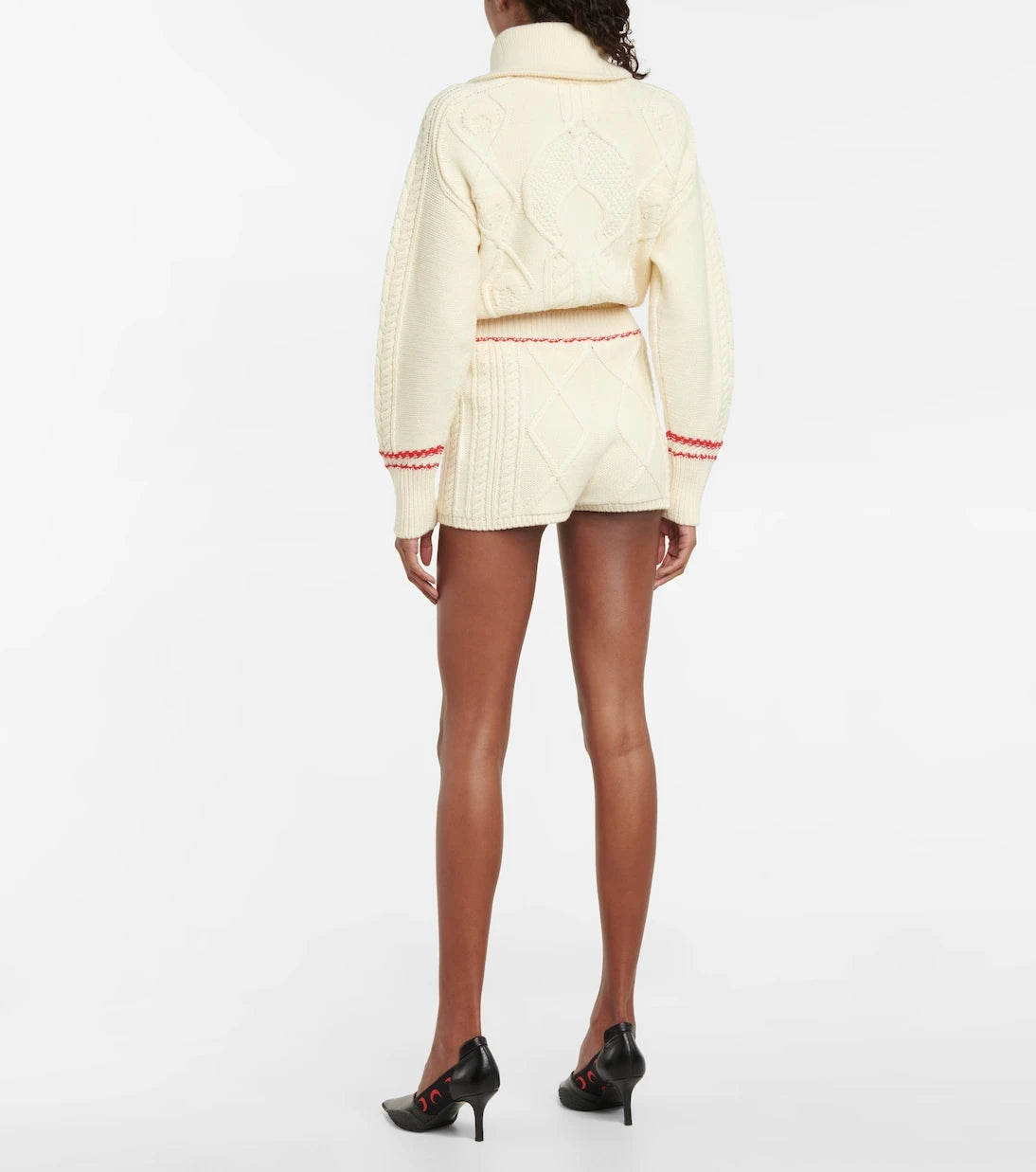 Marine Serre - Cable-knit wool shorts