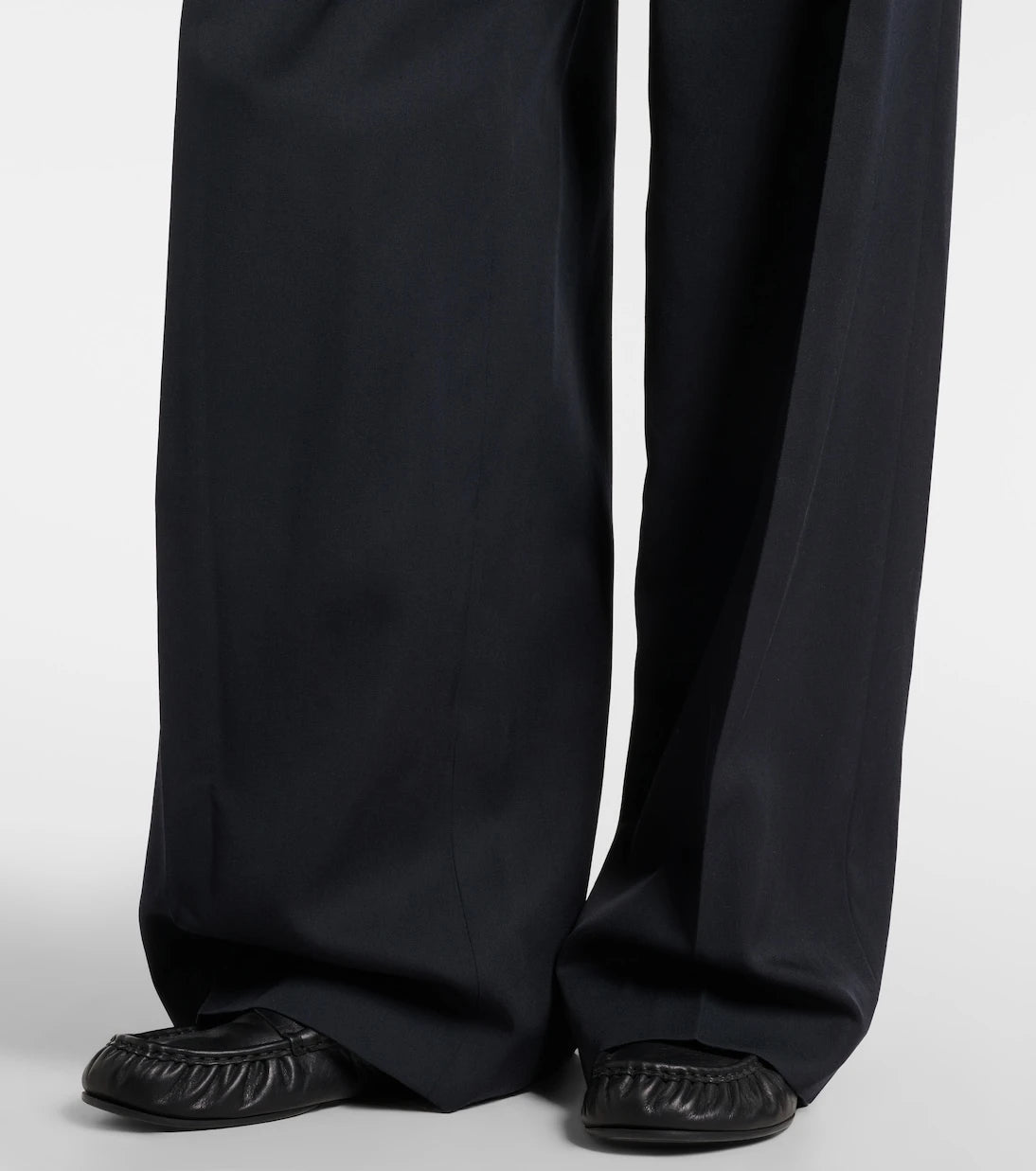 Jean Paul Gaultier - Leather-trimmed wool wide-leg pants