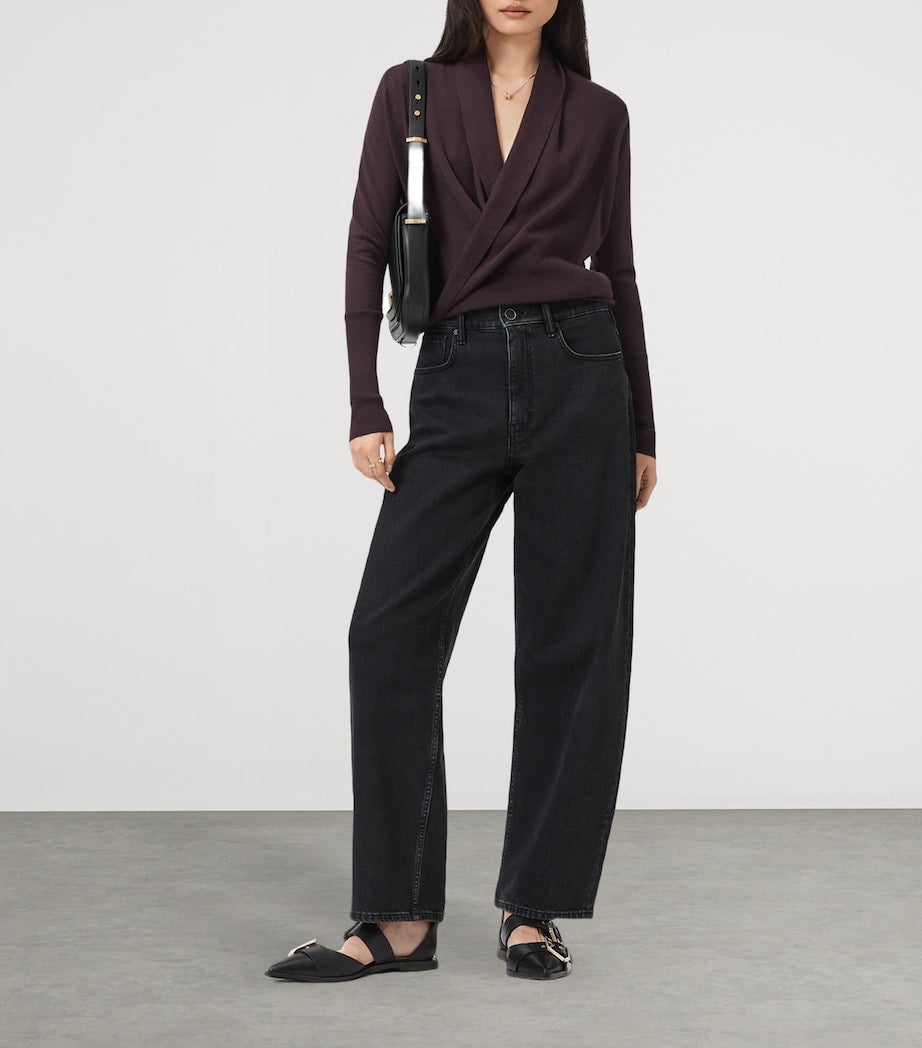 AllSaints Red Merino Wool Wasson Pirate Cardigan