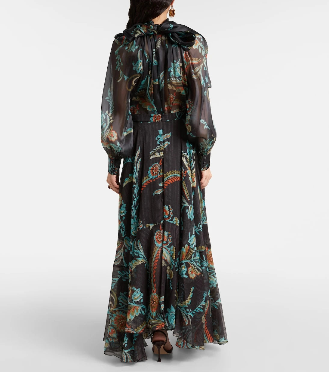 Etro - تنورة ماكسي من الساتان الحريري المطبوع